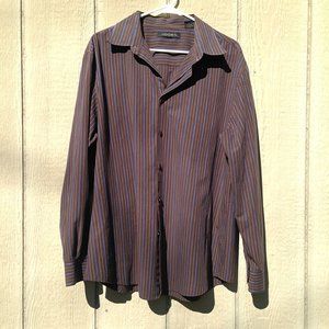 Axist Brown Button-Up Shirt with Stripes | XG